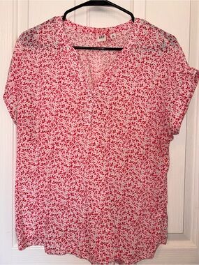 GAP White Blouse with Pink Floral Print